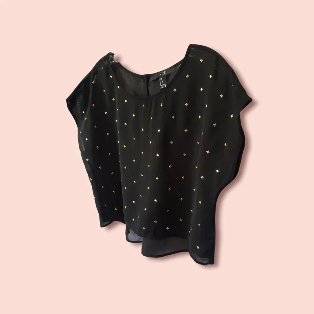 21 crop top size Medium color Blk/gold - Picture 2 of 8